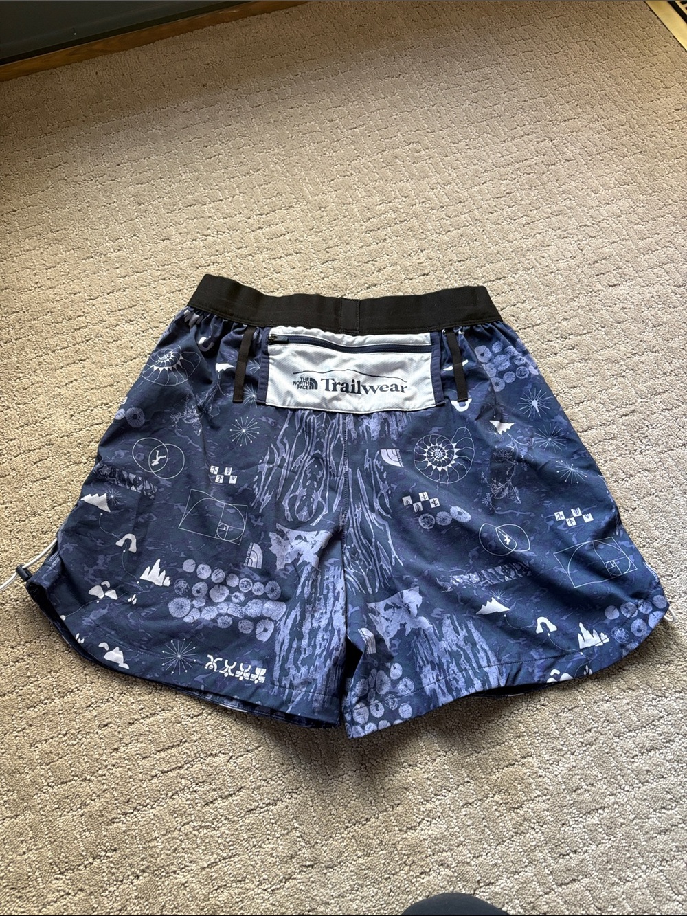 The North Face Navy Graphic Trailwear Shorts